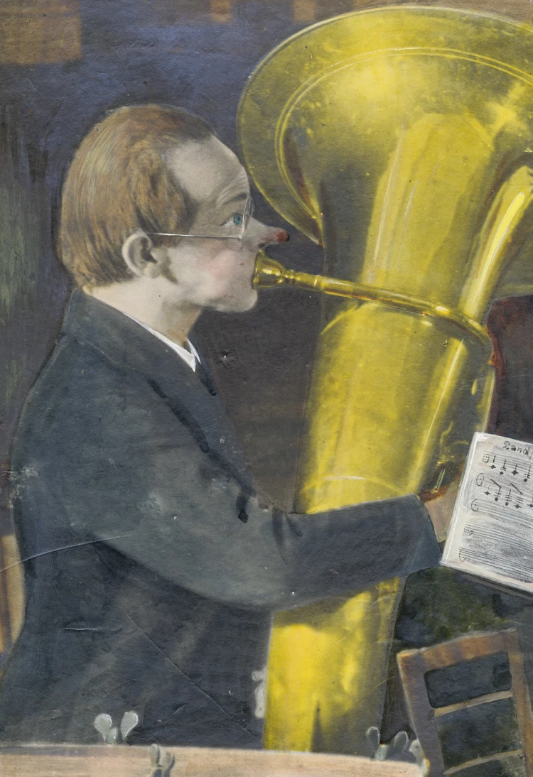 Abbildung: Karl Valentin als Bombardonist, Theaterwissenschaftliche Sammlung der Universität zu Köln