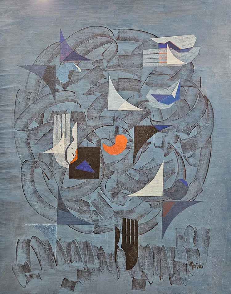 Abbildung: Carl Rabus, Abstrakte Komposition, 1960er-Jahre, Öl auf Leinwand, Buchheim Museum, Bernried / Schenkung aus der Sammlung Roland Krüppel