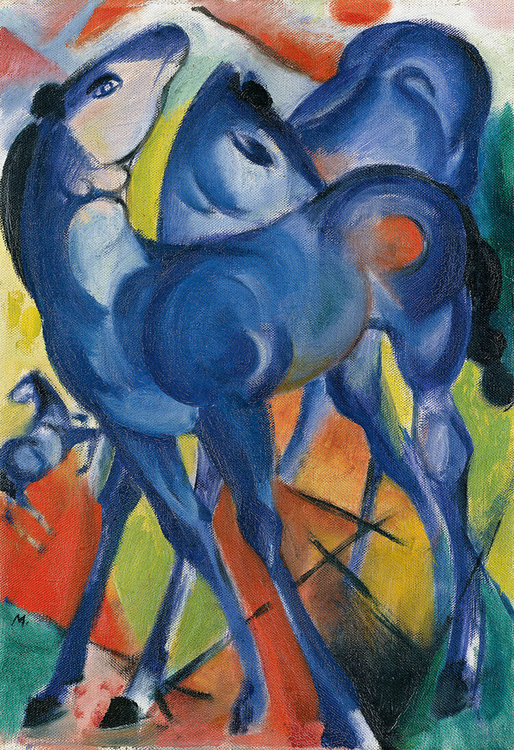 Abbildung: Franz Marc, Die blauen Fohlen, 1913, Öl auf Leinwand, Kunsthalle Emden, Foto: Martinus Ekkenga 2022