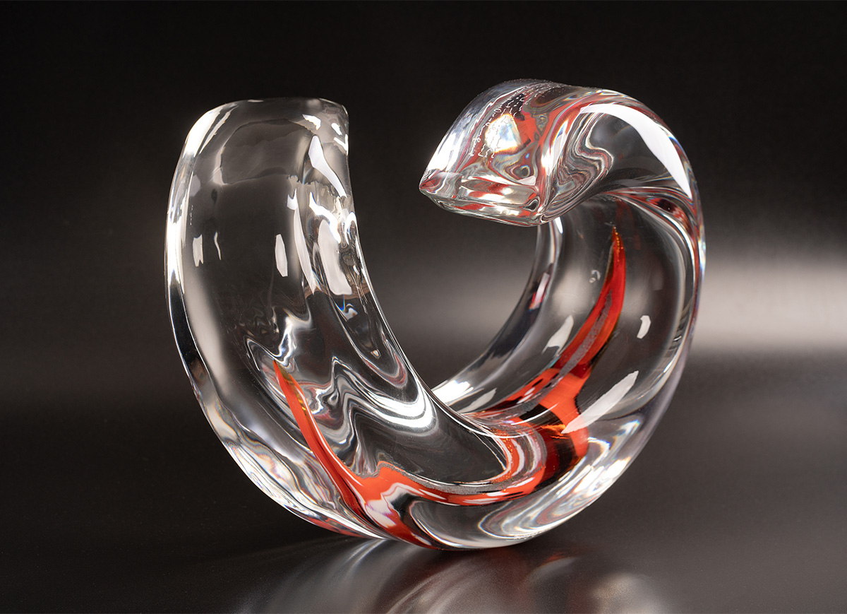 Abbildung: Wolfgang Mussgnug, Il timbro della calma, 2018, engraved free-form glass